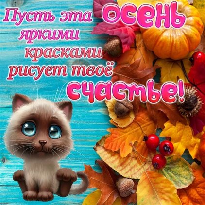 Прикольная картинка с началом осени - со стихами для VK